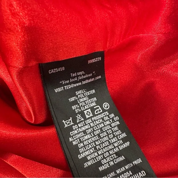 TED BAKER Nuhad Red Bow Waist Detail Tulip Pleated Dress Sleeveless New Girl - Picture 5 of 7